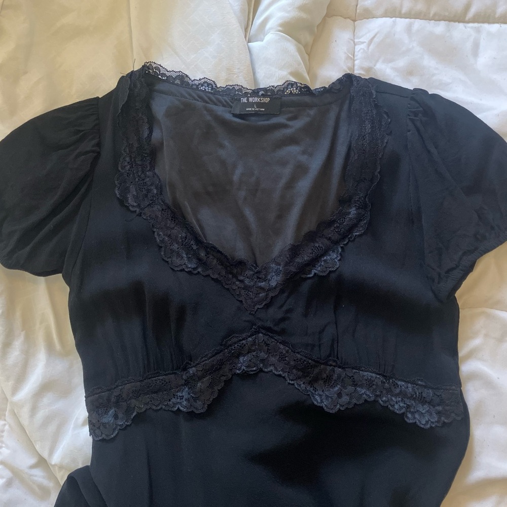 Black Lace Trim crepe maxi